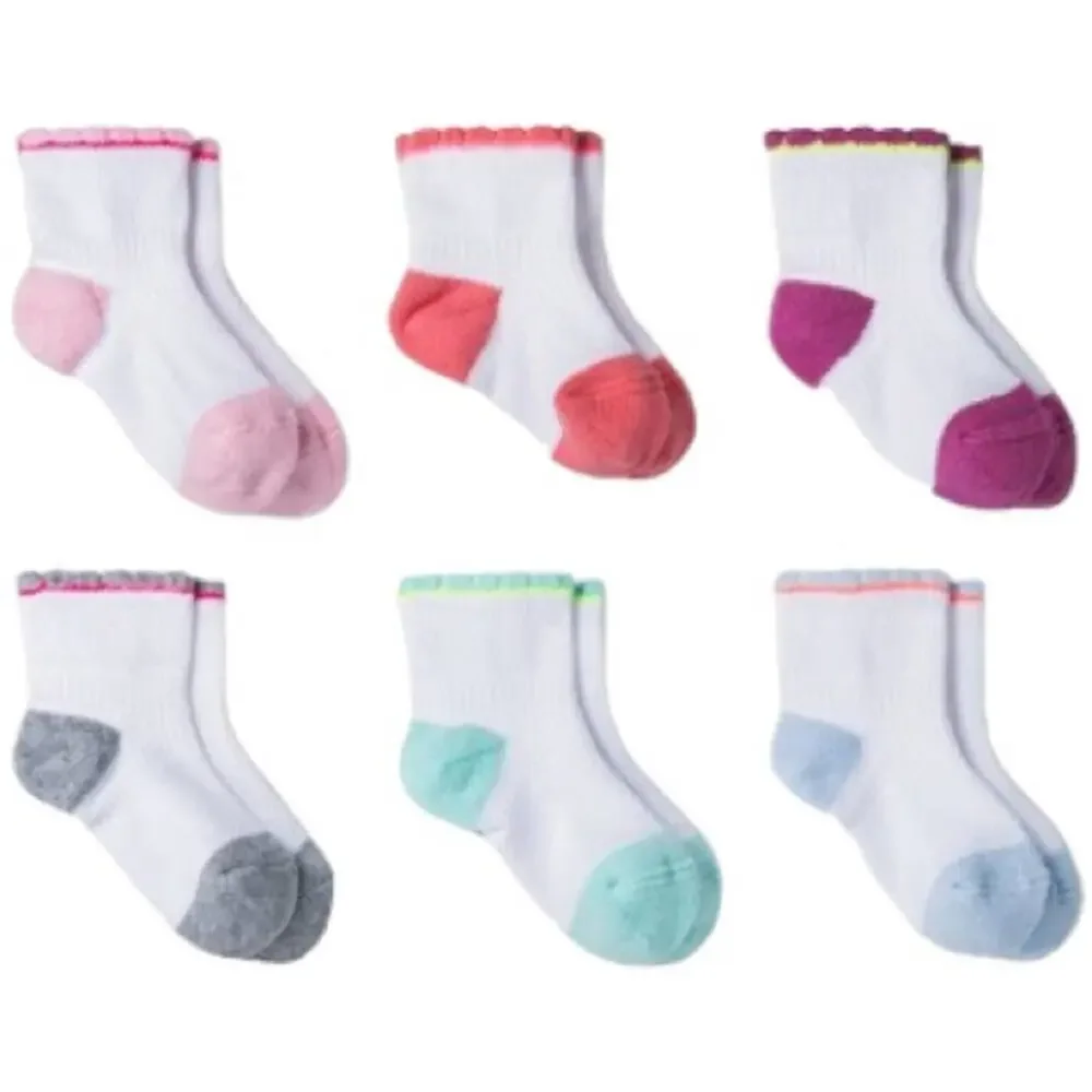 Baby Girls Socks Ruffle Athletic Scalloped Low Cut Multicolor 12-24M =12 pr NWT